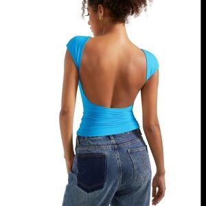 NWOT Blue Crop Top & bikini cover up